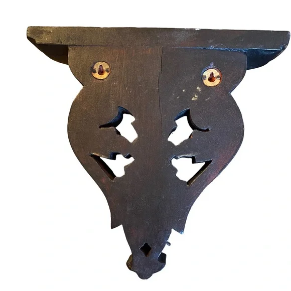 Handcarved Wooden Corbel Antiqued BronzeMetal Gold Highlights- Shelf - Bookend? - Picture 3 of 9